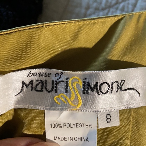 Mauri Simone gold drop waist gown Sz 8 - Picture 9 of 12